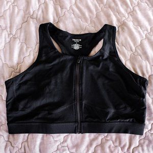 Torrid Low-Impact Wireless Zip-Front Active Sports Bra Black Sz 3X